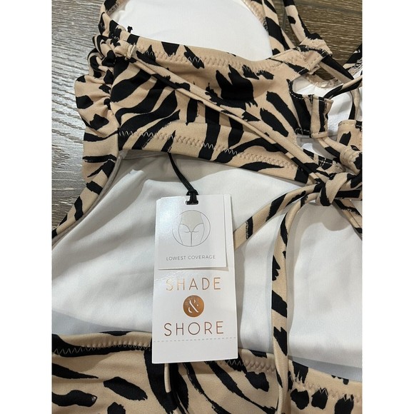 Shade & Shore Tie Back Monokini One Piece Swimsuit Animal print Small swim 1222 - Picture 9 of 9